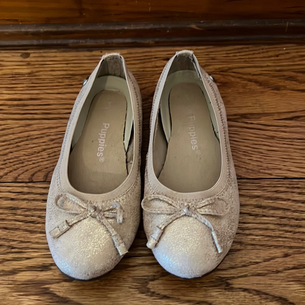 Girls rose gold dress shoe ballet flat